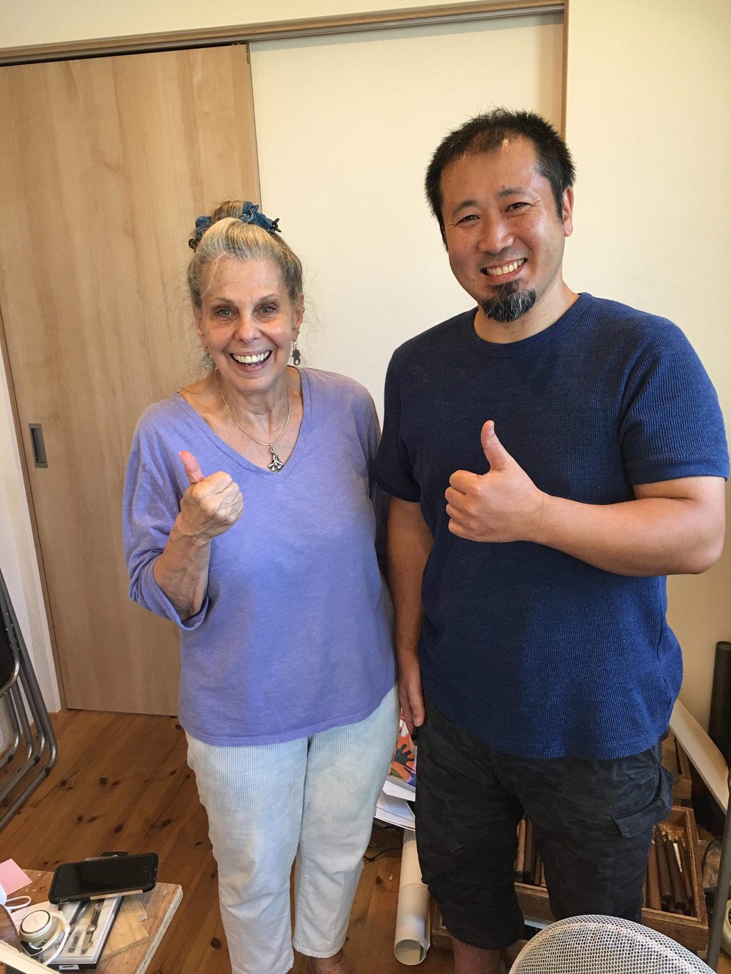 US Ceramist Barbara Allens with Inami Woodcarving Artisan Mr. Yoshisasda Ishihara