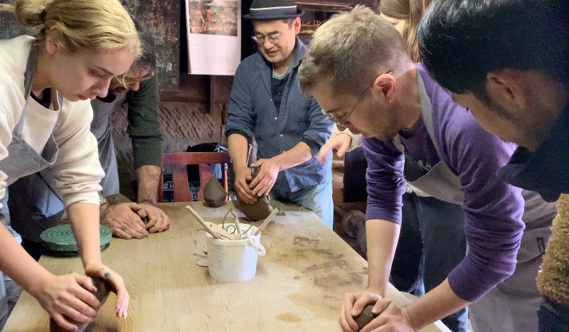 Learner in Japanese craft workshop
